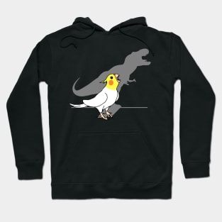 t-rex dinosaur shadow - white yellow cockatiel Hoodie